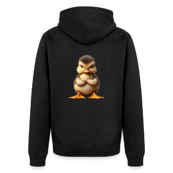 Küken grimmig 2 - Unisex Premium Bio Zip Hoodie - Schwarz - Hinten - Nico (187cm)