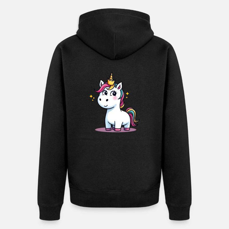 Einhorn Traumlandschaft Glitzerkrone - Unisex Premium Bio Zip Hoodie - Schwarz