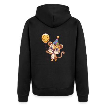 Leopard Geburtstag Comic Niedlich - Unisex Premium Bio Zip Hoodie - Schwarz - Hinten - Nico (187cm)