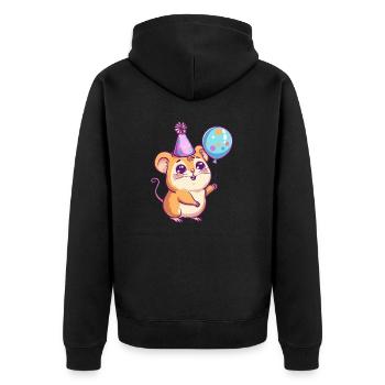 Hamster Geburtstag Comic Niedlich - Unisex Premium Bio Zip Hoodie - Schwarz - Hinten - Nico (187cm)