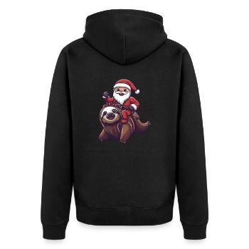 Sloth Santa Claus Cartoon - Unisex Premium Organic Zip Hoodie - black - Back - Nico (187cm)