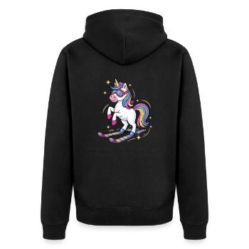 Unicorn on the Winter Alpine Skiing Gift - Unisex Premium Organic Zip Hoodie - black - Back - Nico (187cm)