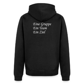 Gruppe, Team, Ziel - Unisex Premium Bio Zip Hoodie - Schwarz - Hinten - Nico (187cm)