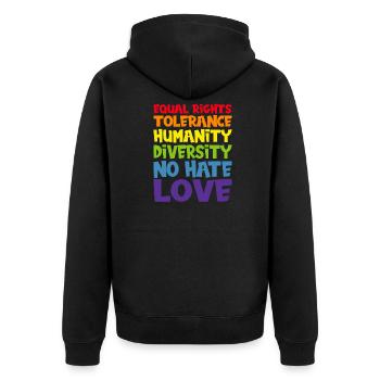 equal rights tolerance love LGBT gay pride LGBTQ - Veste à capuche bio Premium Unisexe - noir - Dos - Nico (187cm)