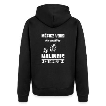 Méfiez vous du maître le malinois est inoffensif - Veste à capuche bio Premium Unisexe - noir - Dos - Nico (187cm)