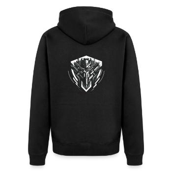 Monochromes Mech-Herz - Unisex Premium Bio Zip Hoodie - Schwarz - Hinten - Nico (187cm)