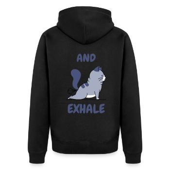 T-shirt Inspirez Exhale avec motif chat - Veste à capuche bio Premium Unisexe - noir - Dos - Nico (187cm)