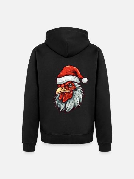 Rooster Head Christmas Xmas - Unisex Premium Organic Zip Hoodie - black