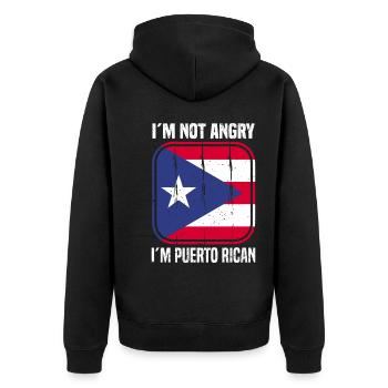 Puerto Rico Flagge | Puerto Ricaner Geschenkideen - Unisex Premium Bio Zip Hoodie - Schwarz - Hinten - Nico (187cm)