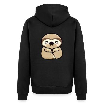 Paresseux mignon, design animalier minimaliste - Veste à capuche bio Premium Unisexe - noir - Dos - Nico (187cm)