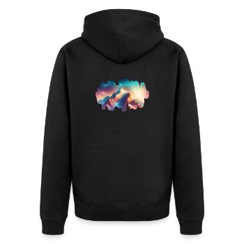 Bergdämmerung - Unisex Premium Bio Zip Hoodie - Schwarz - Hinten - Nico (187cm)