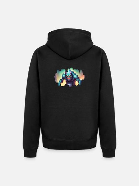 Creepy monster in the - Unisex Premium Organic Zip Hoodie - black