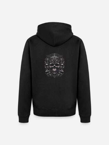 Baroque Skull Majesty - Unisex Premium Organic Zip Hoodie - black