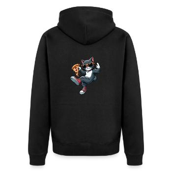 Chat dansant pizza cool amateur de pizza dessin animé - Veste à capuche bio Premium Unisexe - noir - Dos - Nico (187cm)