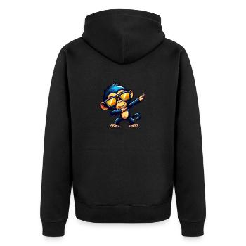 Chimpanzee Dabbing Cool Monkey Dancing - Unisex Premium Organic Zip Hoodie - black - Back - Nico (187cm)