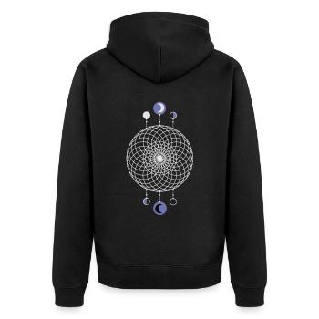 Geometrisches Muster Mondphasen - Unisex Premium Bio Zip Hoodie - Schwarz - Hinten - Nico (187cm)