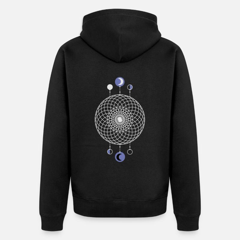 Geometric Pattern Moon Phases - Unisex Premium Organic Zip Hoodie - black