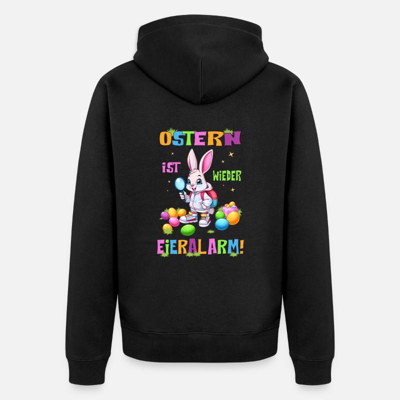 Ostern, Eieralarm - Unisex Premium Bio Zip Hoodie - Schwarz