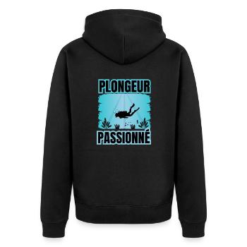 plongeur passionné - Veste à capuche bio Premium Unisexe - noir - Dos - Nico (187cm)