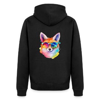 Renard cool coloré avec des lunettes de soleil - Veste à capuche bio Premium Unisexe - noir - Dos - Nico (187cm)
