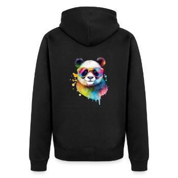 Cool colorful panda with sunglasses - Unisex Premium Organic Zip Hoodie - black - Back - Nico (187cm)