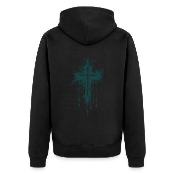 Cross Gothic Goth Evil - Unisex Premium Organic Zip Hoodie - black - Back - Nico (187cm)