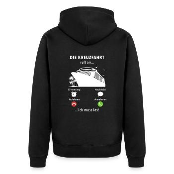 Anruf Kreuzfahrt, Kreuzfahrtschiff, Schiffsreise - Unisex Premium Bio Zip Hoodie - Schwarz - Hinten - Nico (187cm)