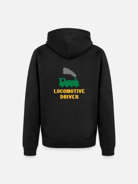 Veturinkuljettaja (höyryveturi) - Premium unisex luomu-huppari vetoketjulla - musta