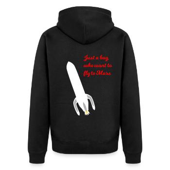 Mars Reisender - Unisex Premium Bio Zip Hoodie - Schwarz - Hinten - Nico (187cm)