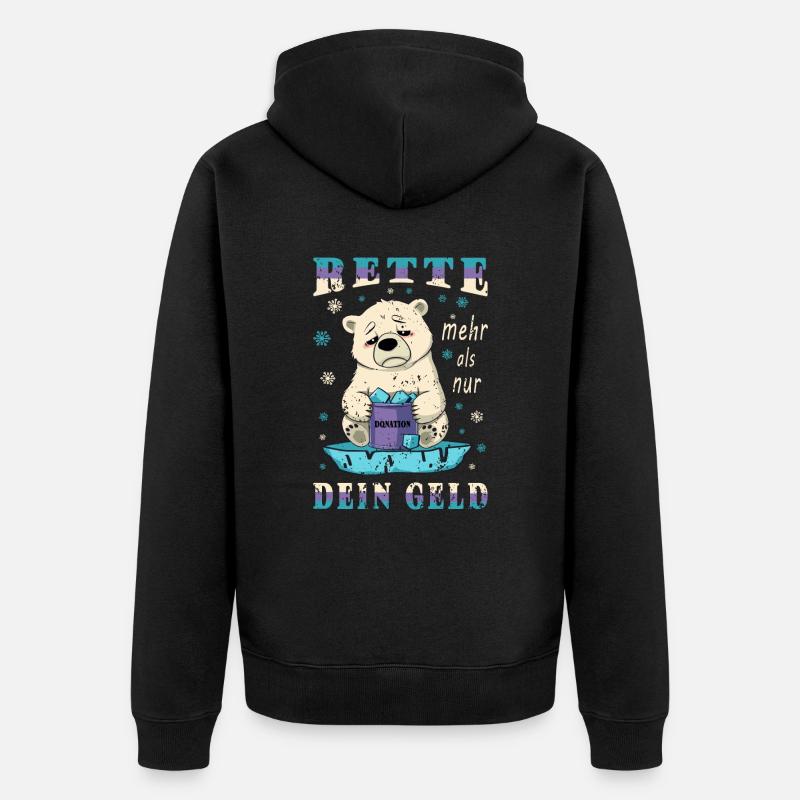 Eisbären Retten - Unisex Premium Bio Zip Hoodie - Schwarz