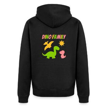 Dino family (Dinosaurier, Sonne) - Unisex Premium Bio Zip Hoodie - Schwarz - Hinten - Nico (187cm)
