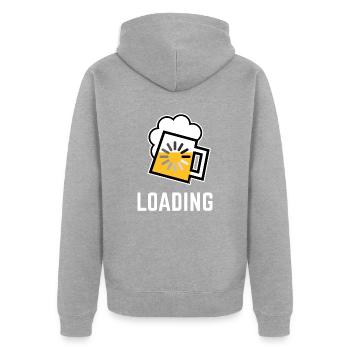 Bier Loading (Bier Wird Geladen / Negativ / /) - Unisex Premium Bio Zip Hoodie - Grau meliert - Hinten - Nico (187cm)