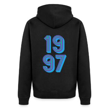 1997 Geburtsjahr | Farben änderbar - Unisex Premium Bio Zip Hoodie - Schwarz - Hinten - Nico (187cm)