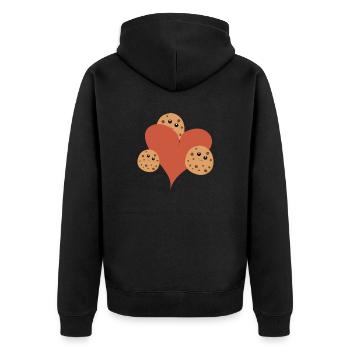 Herz mit Cookies - Unisex Premium Bio Zip Hoodie - Schwarz - Hinten - Nico (187cm)