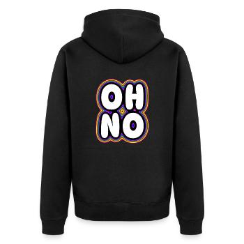 Oh No - Unisex Premium Organic Zip Hoodie - black - Back - Nico (187cm)