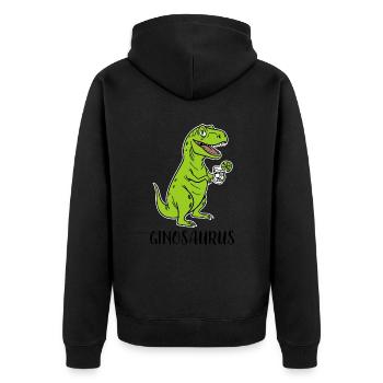 Ginosaurus - funny Trex Dino with gin - Unisex Premium Organic Zip Hoodie - black - Back - Nico (187cm)