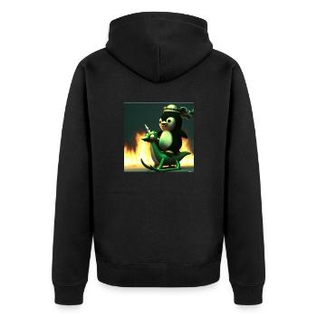 Feuriger Pinguin T-Shirt für Kinder Junge/Mädchen - Unisex Premium Bio Zip Hoodie - Schwarz - Hinten - Nico (187cm)