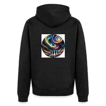 zukunft - Unisex Premium Bio Zip Hoodie - Schwarz - Hinten - Nico (187cm)