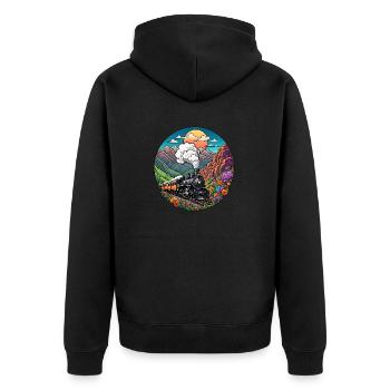 Train de chemin de fer nostalgique de locomotive fumante - Veste à capuche bio Premium Unisexe - noir - Dos - Nico (187cm)