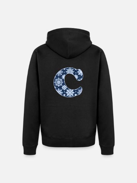 Buchstabe C Schneeflocken - Unisex Premium Bio Zip Hoodie - Schwarz