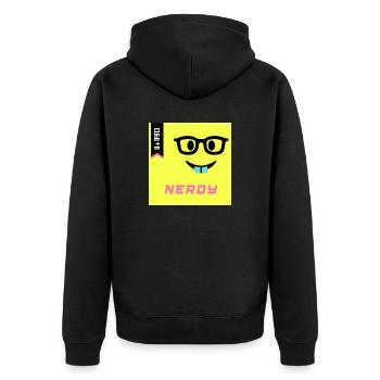 Emoji Day 2022 - Emoji Nerdy - DesignB - Unisex Premium Bio Zip Hoodie - Schwarz - Hinten - Nico (187cm)