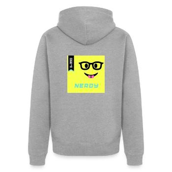 Emoji Day 2022 - Emoji Nerdy - Design A - Unisex Premium Organic Zip Hoodie - heather grey - Back - Nico (187cm)