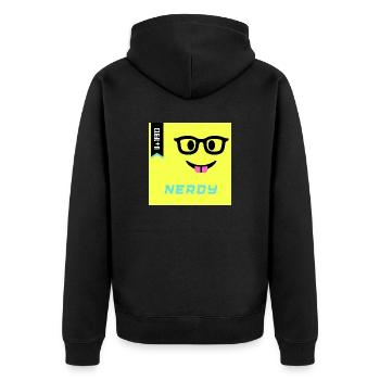 Emoji Day 2022 - Emoji Nerdy - Design A - Unisex Premium Bio Zip Hoodie - Schwarz - Hinten - Nico (187cm)