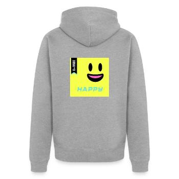 Emoji Day 2022 - Emoji Happy - Design A - Unisex Premium Organic Zip Hoodie - heather grey - Back - Nico (187cm)