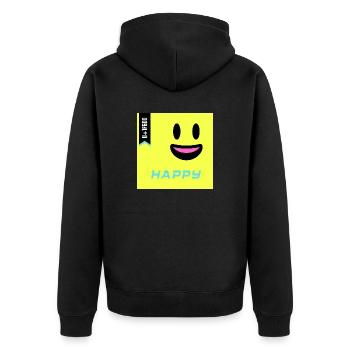 Emoji Day 2022 - Emoji Happy - Design A - Unisex Premium Bio Zip Hoodie - Schwarz - Hinten - Nico (187cm)