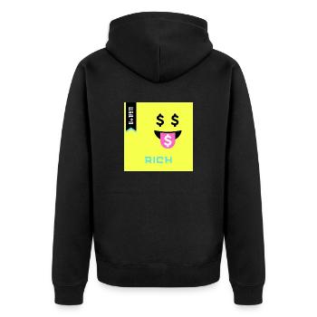 Emoji Day 2022 - Emoji Rich - Design A - Unisex Premium Bio Zip Hoodie - Schwarz - Hinten - Nico (187cm)