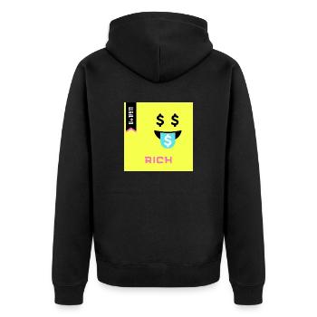 Emoji Day 2022 - Emoji Rich - Design B - Unisex Premium Bio Zip Hoodie - Schwarz - Hinten - Nico (187cm)