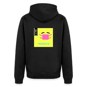 Emoji Day 2022 - Emoji Masky - Design B - Unisex Premium Bio Zip Hoodie - Schwarz - Hinten - Nico (187cm)