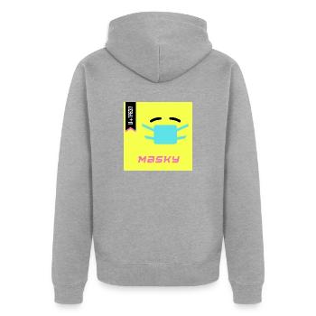 Emoji Day 2022 - Emoji Masky - Design A - Unisex Premium Organic Zip Hoodie - heather grey - Back - Nico (187cm)