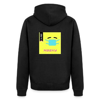 Emoji Day 2022 - Emoji Masky - Design A - Unisex Premium Bio Zip Hoodie - Schwarz - Hinten - Nico (187cm)